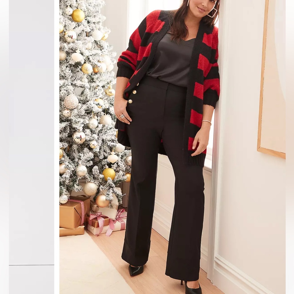 Lane Bryant Stripe Red and Black Cardigan Size 14/16 NWT
